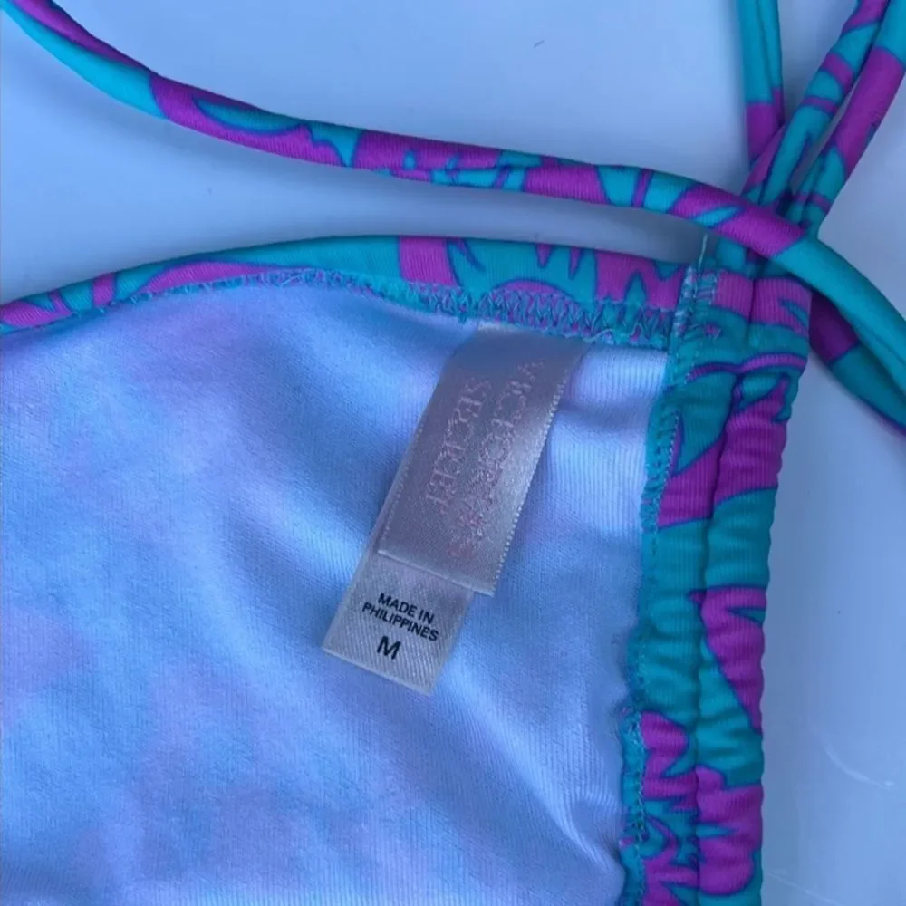 NWOT Victoria’s Secret Teal Hawaiian Purple Tropical Strappy Halter Bikini Top M